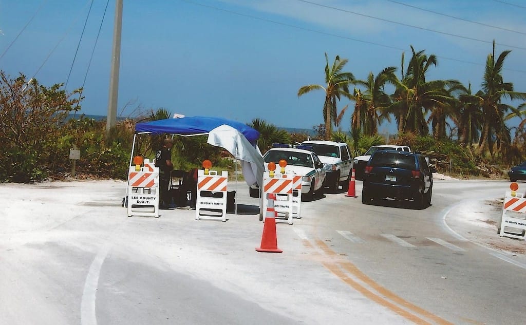 Hurricane Irma. Lee County Announces Mandatory Friday Morning Evacuation of Sanibel & Captiva Islands. Hurricane Charley, Blind Pass Bridge, National Guard, Checkpoint, August 19, 2004.