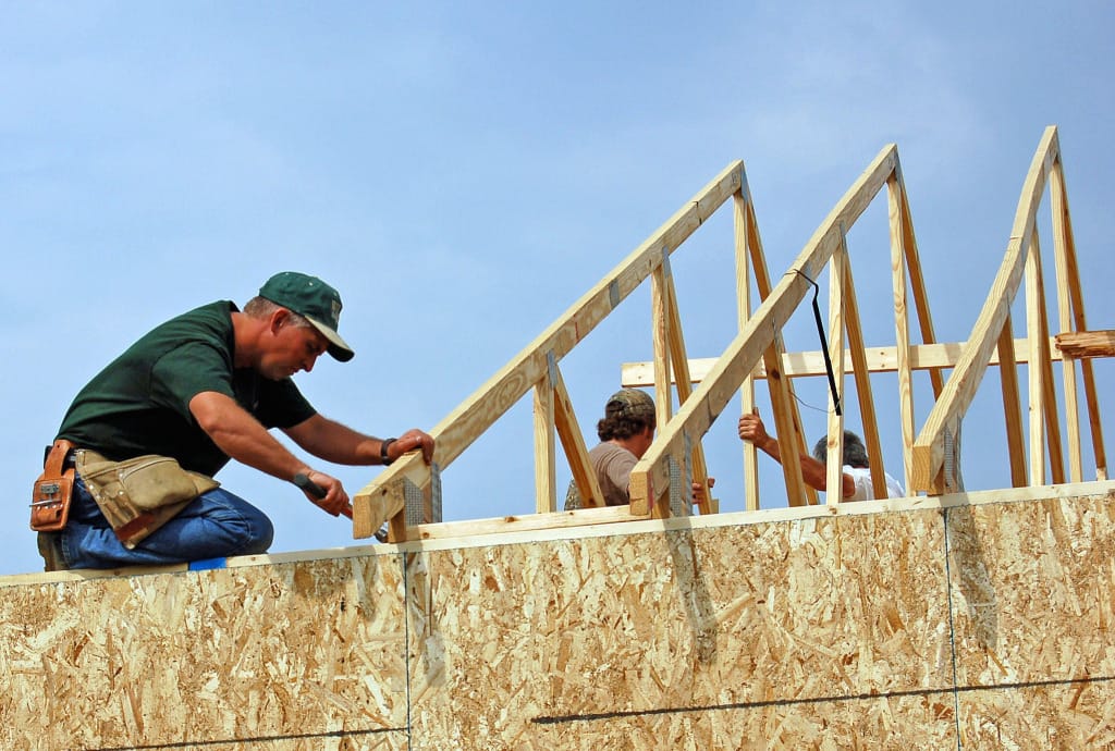 Sanibel Island New Construction, Putting Up Trusses, Photo Credit - Amy.