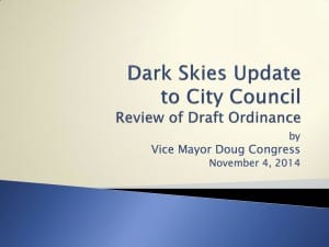 Sanibel Dark Sky Ordinance Presentation 11-4-14, Vice Mayor Doug Congress.