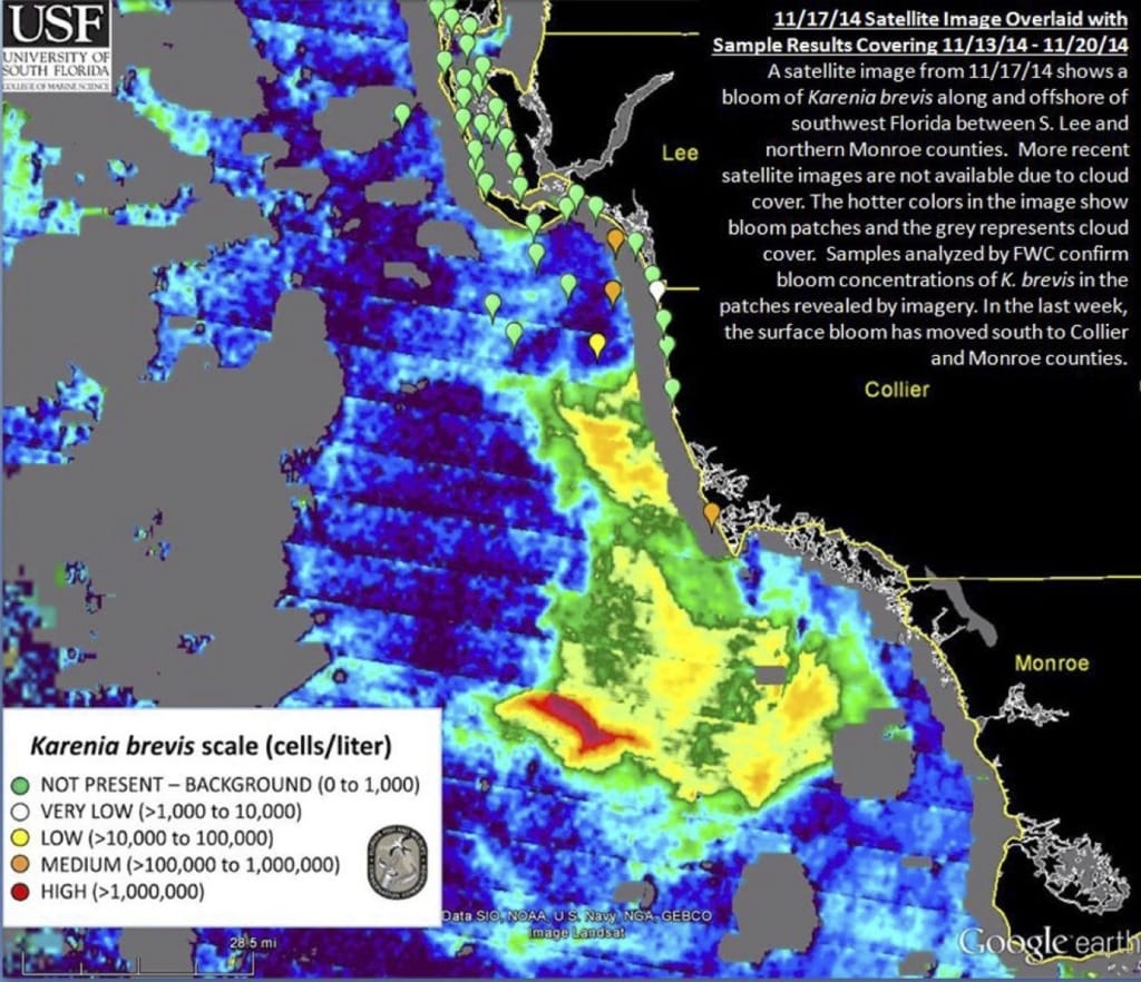 Sanibel, Red Tide Bloom Area Overlay, 11-21-14.
