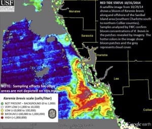 Sanibel Red Tide Status Map, 10-31-14.