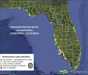 Sanibel Red Tide, Statewide Map (November 14, 2014)