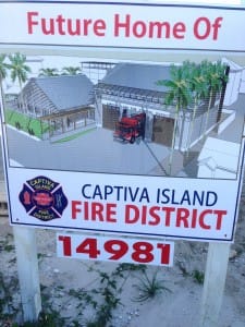 Sign, New Captiva Fire Control District Building Construction Update, 12-28-14.