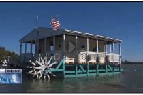 Unusual Paddle Wheeler Houseboat, Beached At Sanibel Causeway, 1-30-15. Image Courtesy Of NBC 2, Fort Myers.