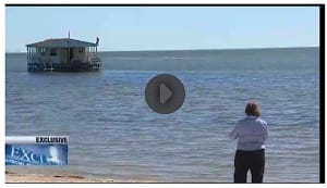Unusual Paddle Wheeler Houseboat 2, Beached At Sanibel Causeway, 1-30-15. Image Courtesy Of NBC 2, Fort Myers.