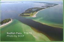 Sanibel Water Quality: Lake Okeechobee Water Release Impact, Redfish Pass, 7:10:13, Photo By SCCF.