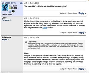 Sanibel Rentals, 3-21-15, Panther Speculation On Topix Message Board.