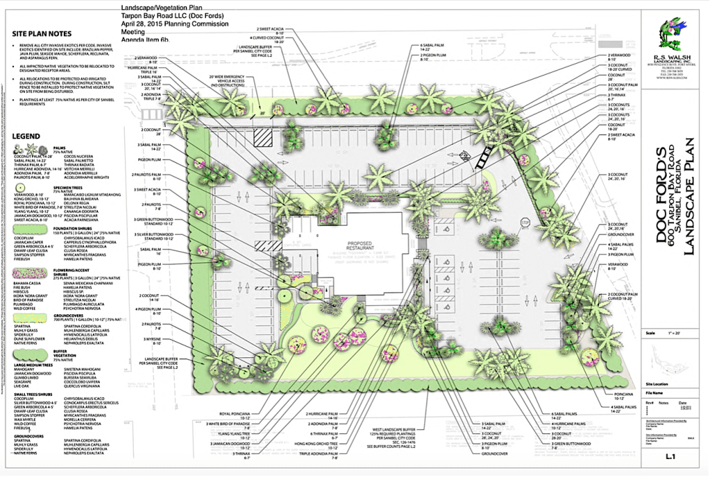 Sanibel Rentals, 4-24-15, Doc Fod's, New Restaurant, Exterior & Landscape Plan.