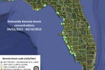 Statewide Karenia BSanibel Rentals, 4-12-15, Statewide Karenia Brevis Concentrations 04/02/2015 - 04/10/2015.