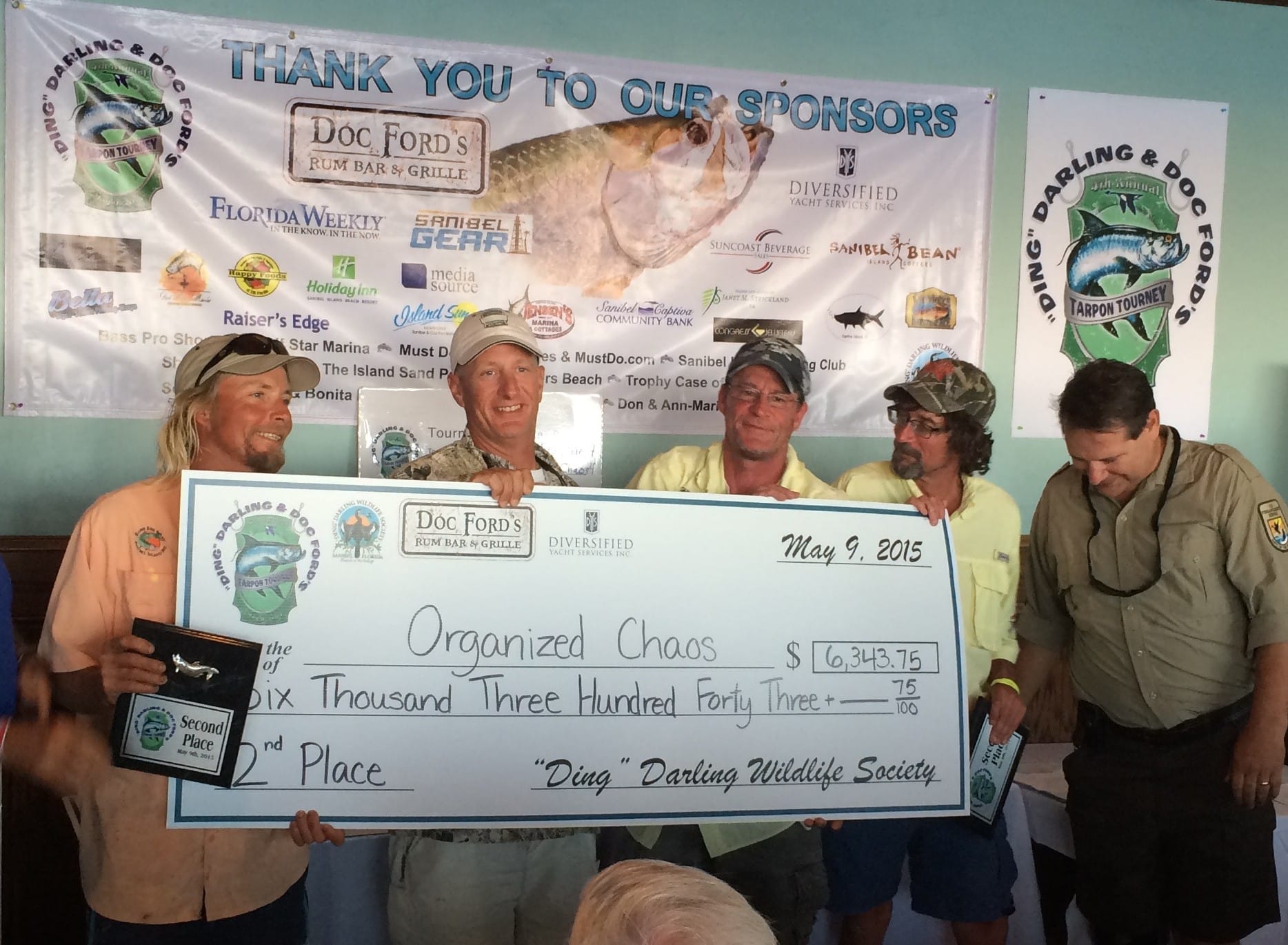 Team Organized Chaos, 2nd Place, 2015 "Ding Darling" & Doc Ford's Tarpon Tournament, 5-9-15,.