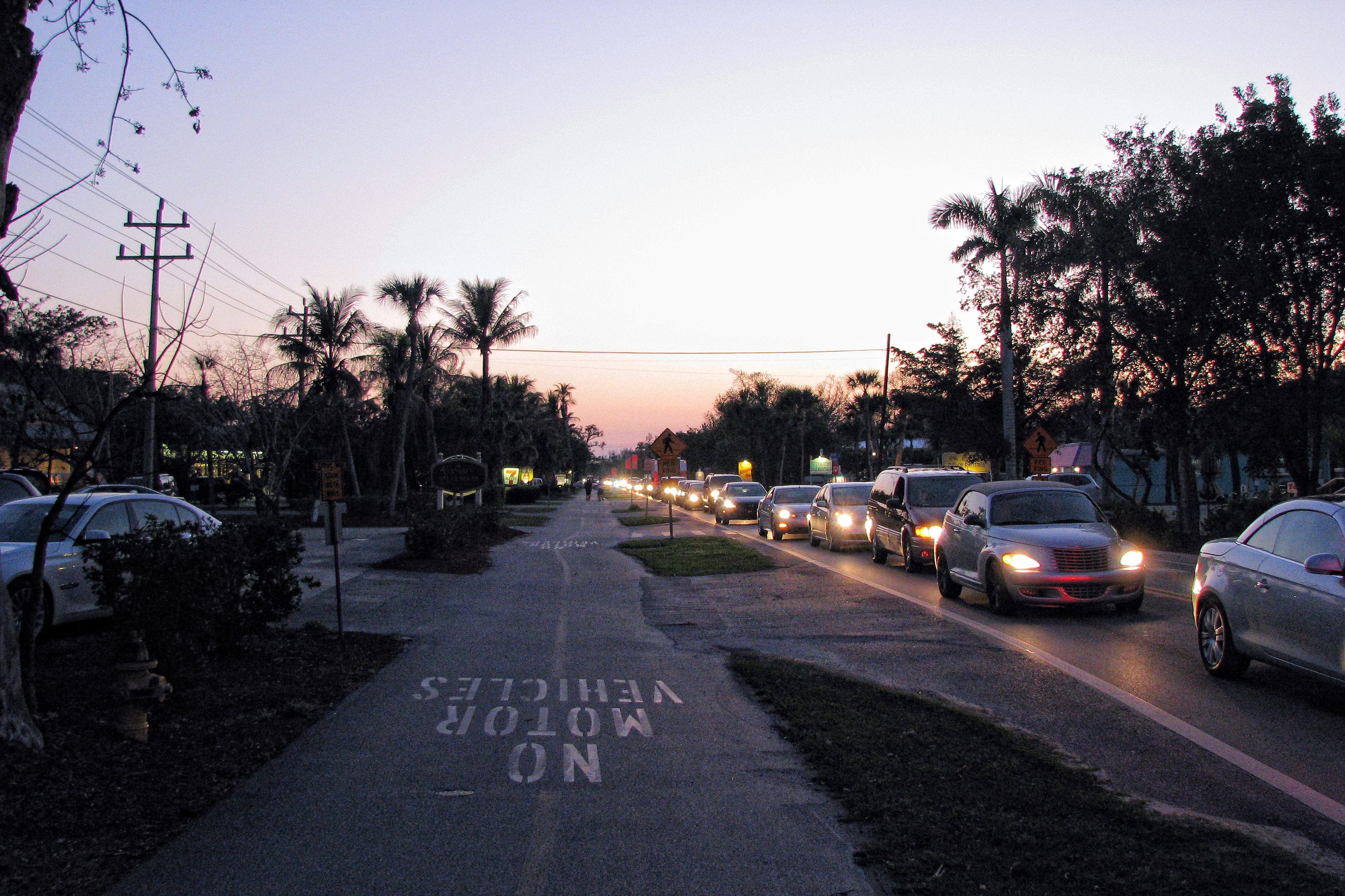 Sanibel Traffic In Evening, Via Creative Commons, Rudy Guy.