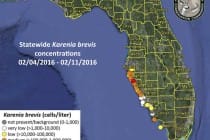 Sanibel, Florida Red Tide Status Map, 2-12-16, Courtesy Of FWC, Florida Red Tide Report.