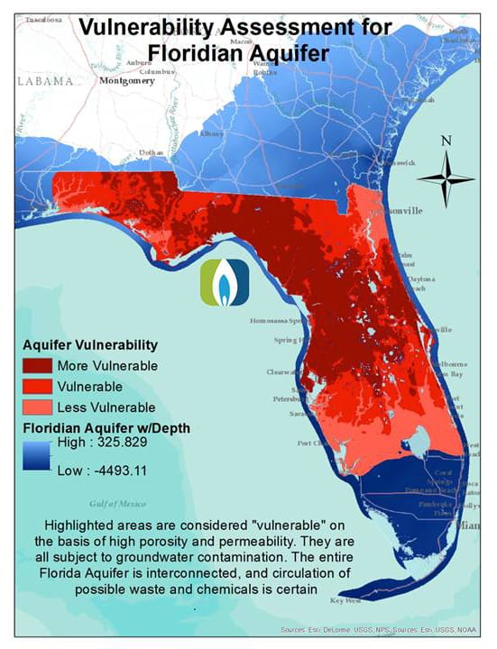 Vulnerability Assessment For Floridian Aquifer, Courtesy of SCCF.