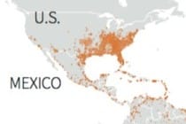 Zika Virus Not Expected To Impact Sanibel, Florida. Map Of Where The Aedes Aegypti And Another Virus-Carrying Mosquito, Aedes Albopictus, Live. Sources: US Centers For Disease Control & Prevention, Reuters and Business Insider, 2-4-16.