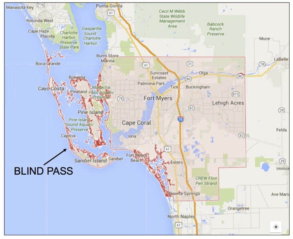 Blind Pass Map, Courtesy Of Blind Pass Inlet Management Study.