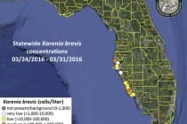 Sanibel, Florida Red Tide Status Map, 4-1-16, Courtesy Of FWC, Florida Red Tide Report.