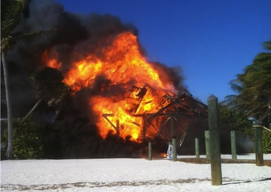 File Photo: House Fire North Captiva, February 17, 2013, Sanibel & Captiva Islands & Fort Myers Charters & Fishing Guide Service.