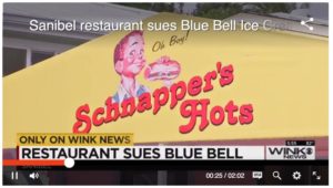 Schnapps Sanibel Hots, a well-known Sanibel Island restaurant, is suing Blue Bell Ice Cream for hurting its business.