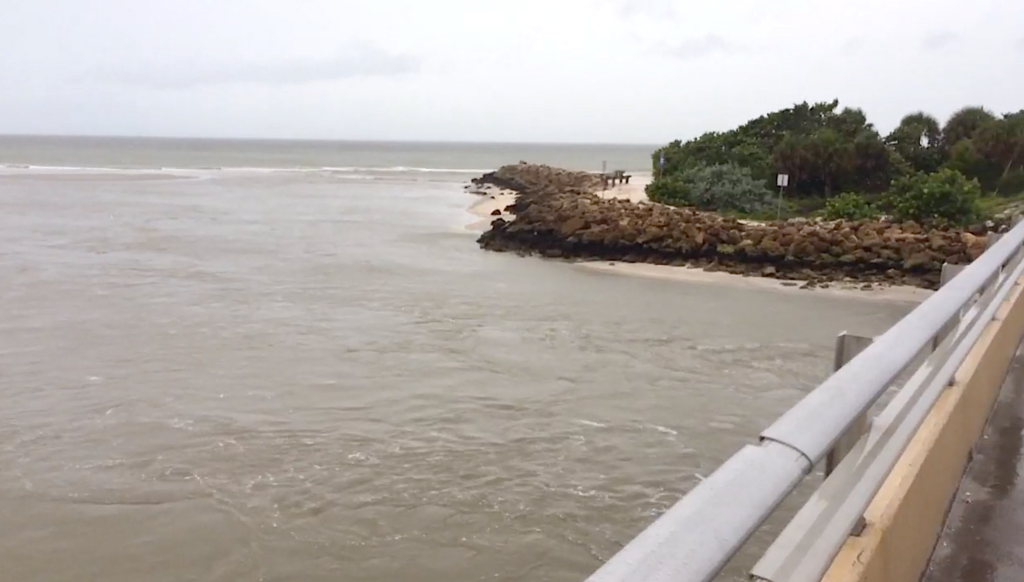 Water Ripping Out Of Bay Through Blind Pass, Hurricane Irma, Sanibel & Captiva, 9 AM/E Update, September 10, 2017.